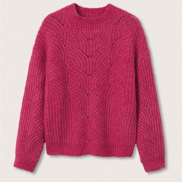 NWT Mango Contrasting‎ Knit Sweater Pink Large - Picture 13 of 14